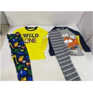 CozyJams 2 PJ sets short sleeve and long sleeve 4 pieces,Colorful Jungle 4T New